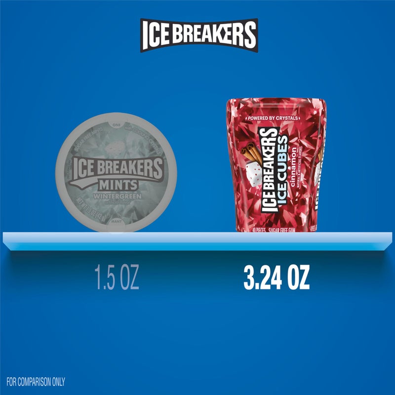 ICE BREAKERS Ice Cubes Cinnamon Flavored Sugar Free Chewing Gum Bottles, 3.24 oz (6 Count, 40 Pieces) - Image 3
